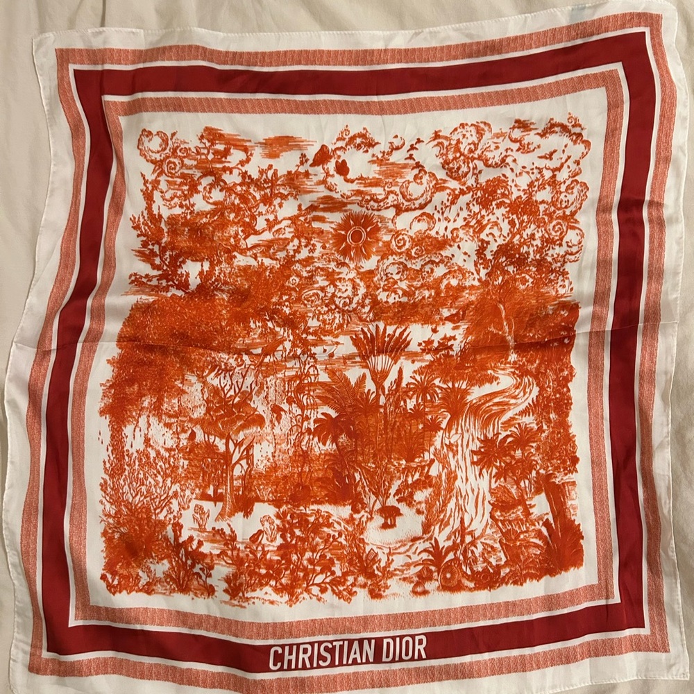 Dior Orange and White Scarf